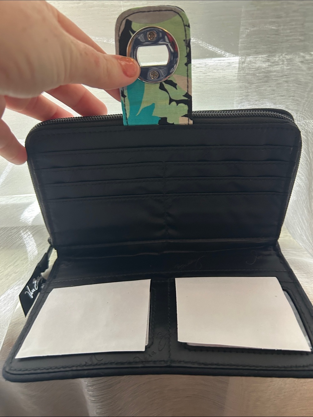NEW Vera Bradley Quilted Zip Wallet in Blue, Teal & Gray Abstract Print - Picture 5 of 7